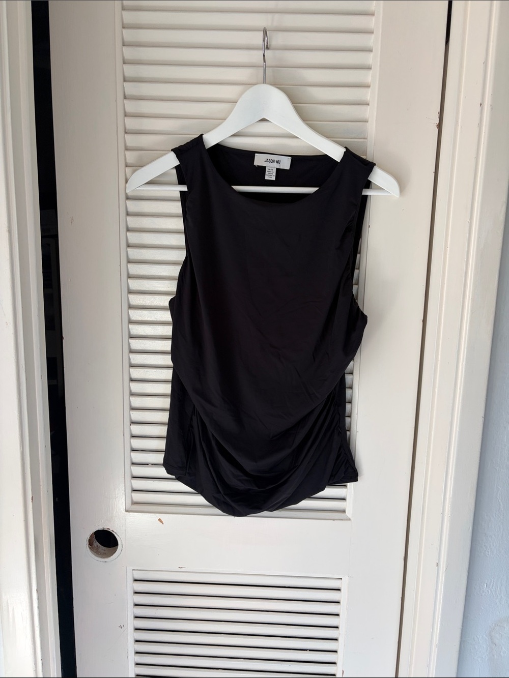 Jason Wu Black Draped Tank with Scoop Neck